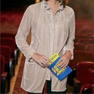 Soft Surroundings Top Jakcet Velvet Topper Oversized Taupe Neutral Layer SMall